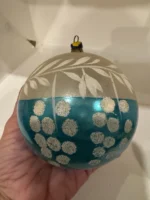 Vintage 1940's Blown Glass Christmas Ornament Jumbo Hand Painted Unsilvered - Image 5