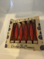 Vintage Christmas Glass Ornaments Original Box Shiny Brite Mini Red Teardrop - Image 5