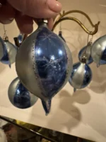 Vintage Polish Glass Teardrop Christmas Ornaments Blue Matching Set Of 9 - Image 5