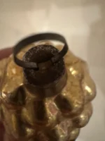 Vintage Hand Blown Glass Bumpie Grape Cluster Pinecone Christmas Ornament Gold - Image 5