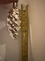 Vintage Hand Blown Glass Bumpie Grape Cluster Pinecone Christmas Ornament Silver - Image 5