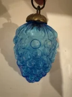 Vintage Kugel Style Glass Bumpie Grape Cluster Pinecone Christmas Ornament Blue - Image 5