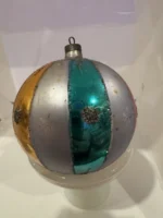 Vintage Jumbo Glass Christmas Ornament Hand Painted Mouth Blown Harlequin - Image 5