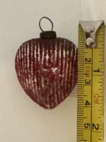 Antique Miniature Glass Christmas Ornament Feather Tree Red Textured Heart - Image 5