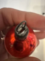 Antique Miniature Glass Christmas Ornament Feather Tree Handpainted Teardrop - Image 5