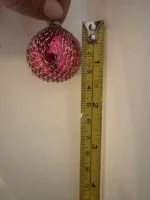 Antique Miniature Glass Christmas Ornament Feather Tree Mesh Covered Japan Red - Image 5