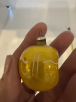 Antique Miniature Glass Christmas Ornament Feather Tree Yellow Indent Handpaint - Image 5