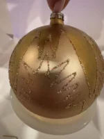 Vintage Jumbo Glass Christmas Ornament Hand Painted Mouth Blown Crushed Glass - Image 5
