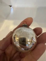 Antique Miniature Glass Christmas Ornament Feather Tree Purple Silver Indent - Image 5
