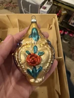 Vintage W Germany 1950s Mouth Blown Glass Ornaments Hand Painted Lady Rose Set 6 - Image 5