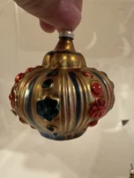 Vintage West Germany 1950s Mouth Blown Glass Ornaments Hand Painted 2 Crowns - Image 5