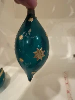 Vintage 1950s West Germany Unsilvered Glass Ornaments Dresden Foil Embelish Pair - Image 4