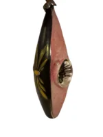 Vintage Blown Glass Christmas Ornament Antique Indent Teardrop Pink Mica Black