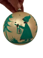 Vintage 1940's Blown Glass Christmas Ornament Jumbo Hand Painted Girl W/ Tree