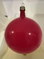 Vintage Jumbo Glass Christmas Ornament Hand Painted Mouth Blown Pink Opaque - Image 6