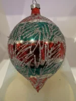 Vintage Jumbo Glass Christmas Ornament Hand Painted Mouth Blown Glitter Teardrop - Image 6