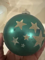 Vintage Jumbo Glass Christmas Ornament Hand Painted Mouth Blown Venetian Dew - Image 6