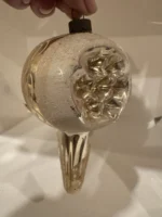 Vintage 1930s 1940s Blown Glass Christmas Ornament Antique Indent Parachute - Image 6