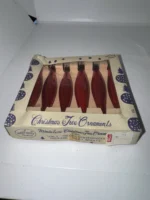 Vintage Christmas Glass Ornaments Original Box Shiny Brite Mini Red Teardrop - Image 6