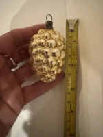 Vintage Hand Blown Glass Bumpie Grape Cluster Pinecone Christmas Ornament Gold - Image 6