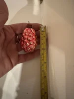 Vintage Hand Blown Glass Bumpie Grape Cluster Pinecone Christmas Ornament Red - Image 6