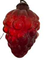 Vintage Kugel Style Glass Bumpie Grape Cluster Pinecone Christmas Ornament Red
