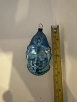 Vintage Glass Figural Christmas Ornament Holiday Tree Blue Jester Clown Head - Image 6