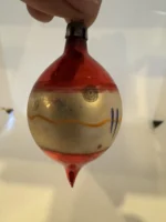 Antique Miniature Glass Christmas Ornament Feather Tree Handpainted Teardrop - Image 6