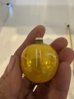 Antique Miniature Glass Christmas Ornament Feather Tree Yellow Indent Handpaint - Image 6