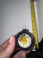 Antique Miniature Glass Christmas Ornament Feather Tree Purple Silver Indent - Image 6
