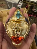 Vintage W Germany 1950s Mouth Blown Glass Ornaments Hand Painted Lady Rose Set 6 - Image 6