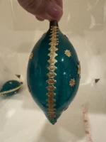 Vintage 1950s West Germany Unsilvered Glass Ornaments Dresden Foil Embelish Pair - Image 5