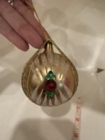 Vintage 1950s West Germany Glass Jewels Gold Ornament Wire Wrapped Hand Painted - Image 6