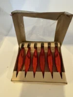 Vintage Christmas Glass Ornaments Original Box Shiny Brite Mini Red Teardrop - Image 9