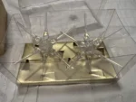Vintage MCM Copy Cats Sputnik Atomic Starburst Ornaments Clear Hong Kong NOS Box