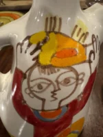 Vtg De Simone Italy Hand Painted Pottery Pitcher Folk Art Ceramic Jug Signed 37 - Image 7
