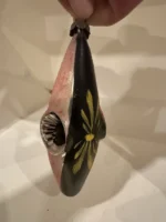 Vintage Blown Glass Christmas Ornament Antique Indent Teardrop Pink Mica Black - Image 6