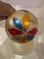 Vintage Jumbo Glass Christmas Ornament Hand Painted Mouth Blown Harlequin - Image 7