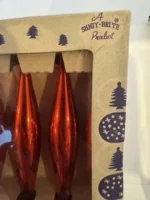Vintage Christmas Glass Ornaments Original Box Shiny Brite Mini Red Teardrop - Image 7