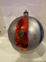 Vintage Jumbo Glass Christmas Ornament Hand Painted Mouth Blown Harlequin - Image 7