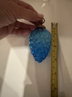 Vintage Kugel Style Glass Bumpie Grape Cluster Pinecone Christmas Ornament Blue - Image 7