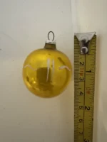 Antique Miniature Glass Christmas Ornament Feather Tree Yellow Indent Handpaint - Image 7