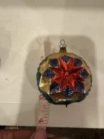 Vintage W Germany 1950s Mouth Blown Glass Ornaments Hand Painted 3 Star Indents - Image 7