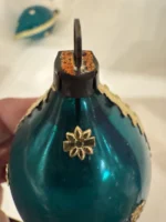 Vintage 1950s West Germany Unsilvered Glass Ornaments Dresden Foil Embelish Pair - Image 6