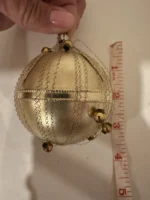 Vintage 1950s West Germany Glass Beads Dresden Foil Gold Ornament Wire Wrapped - Image 7