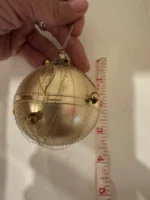 Vintage 1950s West Germany Glass Beads Dresden Foil Gold Ornament Wire Wrapped 2 - Image 7