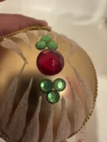Vintage 1950s West Germany Glass Jewels Gold Ornament Wire Wrapped Hand Painted - Image 7