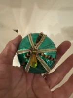 Vintage 1950s West Germany Glass Jewel Teal Ornament Wire Wrapped Teardrop Beads - Image 7