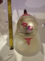 Vintage Jumbo Glass Christmas Ornament Hand Painted Mouth Blown Rose Teardrop - Image 7