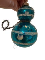 Early Vintage Shiny Brite Double Ball Glass Christmas Ornament Wire Wrapped
